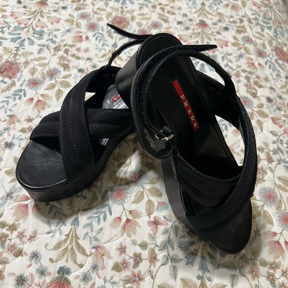 VINTAGE PRADA PLATFORM SANDALS 6 US / 36 EU - Picture 2 of 12